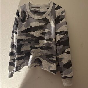Aerie Gray Camo Print Crewneck Sweatshirt XXL